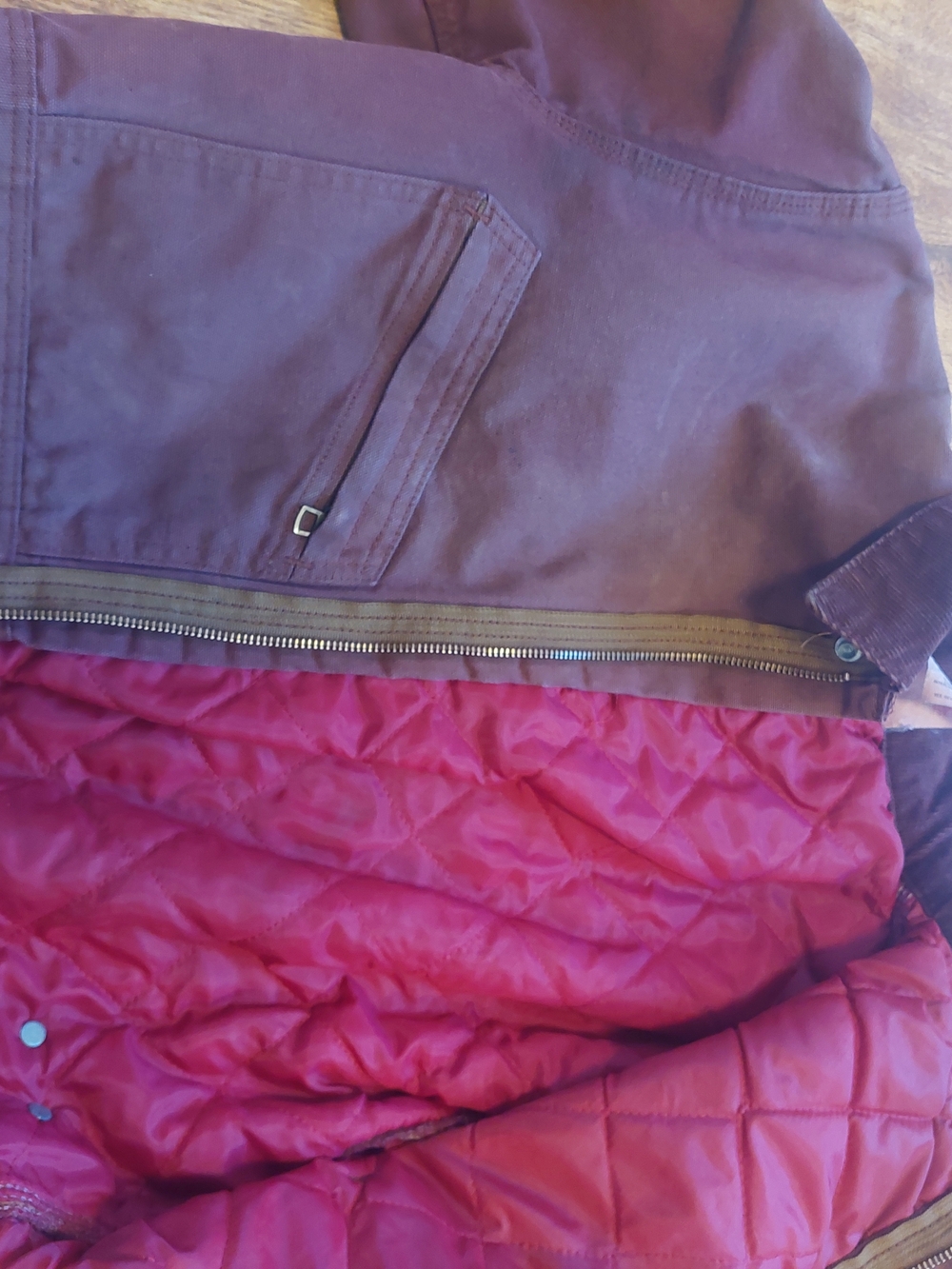 Carhartt Maroon Work Jacket - Cropped Canvas Unisex Women Men Custom No Zip Red - Picture 15 of 16